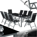 aluminium sitzgruppe 81 gartenmoebel set mit stuhl und tisch klappbare gartenstuehle gartentisch mit sicherheitsglas wetterfeste terrassenmoebel fuer garten terrasse balkon - anthrazit