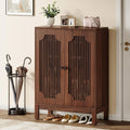 tribesigns schuhschrank mit lamellentueren 5-stoeckiger schuhschrank mit verstellbaren regalen schuhregal aus holz fuer 20 paar holzregal organizer fuer eingangsbereich flur wohnzimmer walnuss