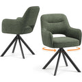colamy drehbare esszimmerstuehle 2er set mit armlehnen drehbare polsterstuehle fuer kueche esszimmer aus weichem florstoff mit metallgestell und rueckenlehne fuer esszimmer kueche buerogruen