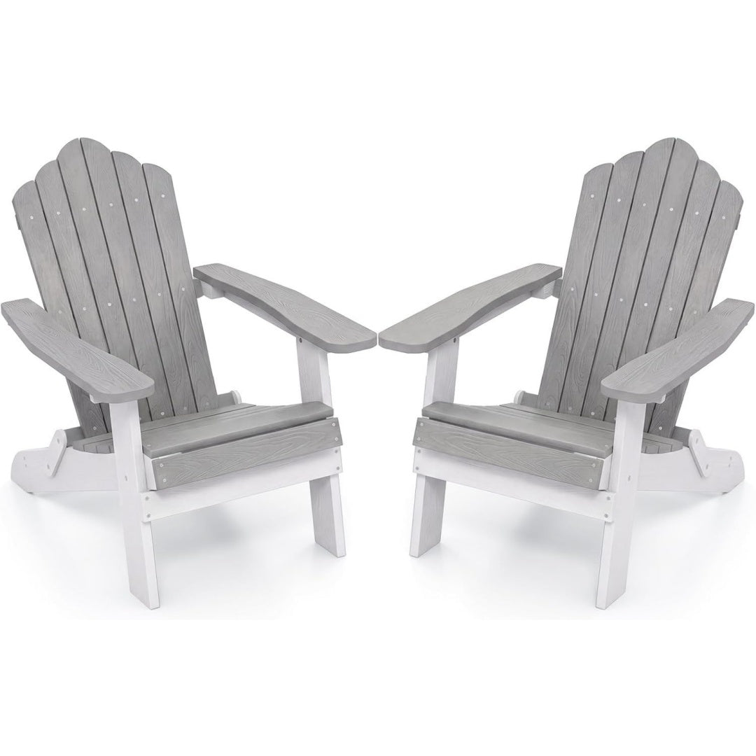 adirondack stuhl klappbar 2er set adirondack chair aus kunststoff wetterfester gartensessel mit hoher rueckenlehne breiten armlehnen fuer garten terrasse balkon 180 kg tragfaehigkeit
