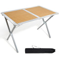 110x70 cm klapptisch aluminium campingtisch fuer 4-6 personen falttisch mit aufrollbare tischplatte faltbar 110x70cm mit tragetasche holzoptik fuer picknick garten camping balkon