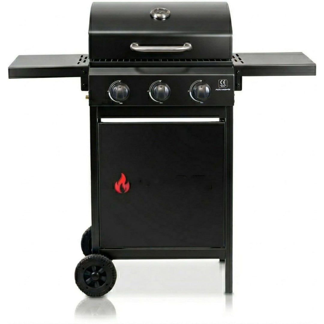 gasgrill cabrio i premium gasgrill inkl wetterfester abdeckhaube 3 brenner je 27 kw thermometer verchromter grillrost i kompakter grill gasgrill fuer balkon garten