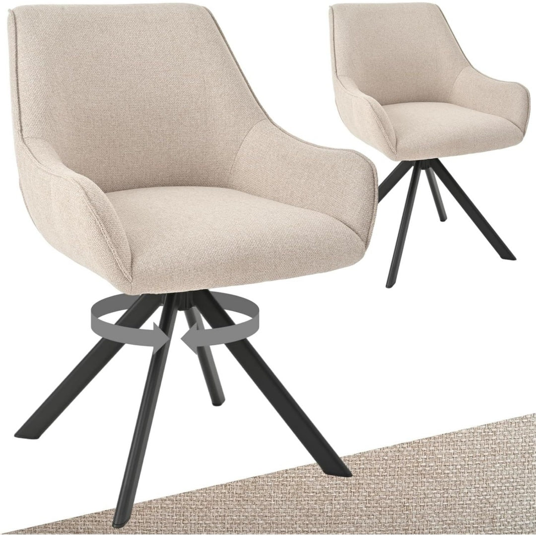 esszimmerstuehle drehbar 2er set mit armlehne 360drehbar polsterstuhl leinen modern drehstuhl kuechenstuhl mit metallgestell und rueckenlehne fuer esszimmer wohnzimmer buero