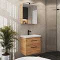 planetmoebel badmoebel set waschtisch mit unterschrank 63 x 60 x 365 cm spiegelschrank 60 cm mit led-leuchte schwarz matt steckdose moderne badezimmer moebel gold eiche