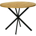 esstisch rund 100cm moderner esszimmertisch aus mdf rostbestaendiges metallmaterial 100x100x75cm 4-6 personen anti-rutsch-pads braun fuer esszimmerkuechewohnzimmer