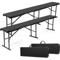2er set bierbank klappbar kunststoff 8 personen 183cm klappbank bierbaenke faltbar biergarten campingbank bierzeltgarnitur garten schwarz