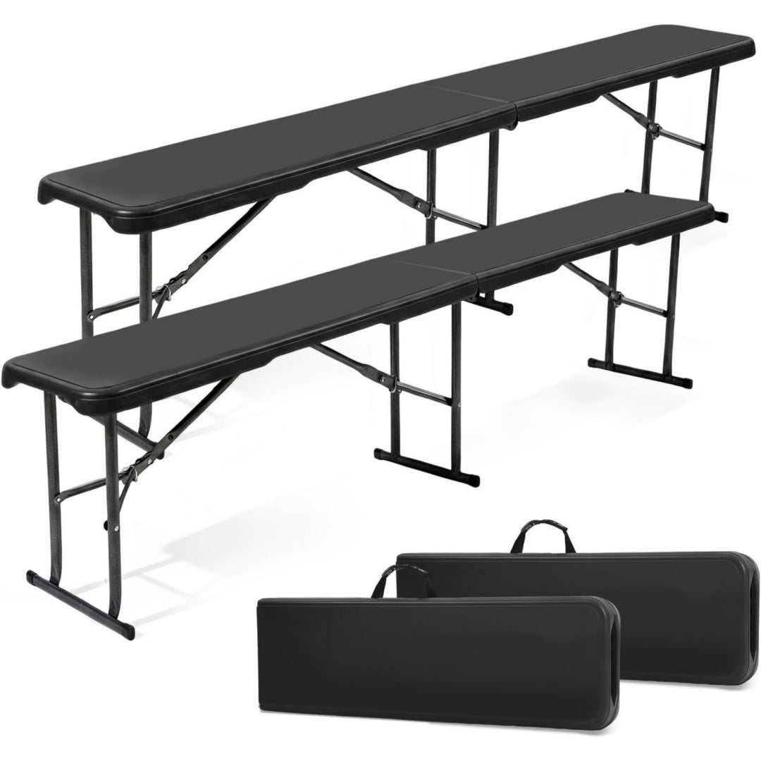 2er set bierbank klappbar kunststoff 8 personen 183cm klappbank bierbaenke faltbar biergarten campingbank bierzeltgarnitur garten schwarz
