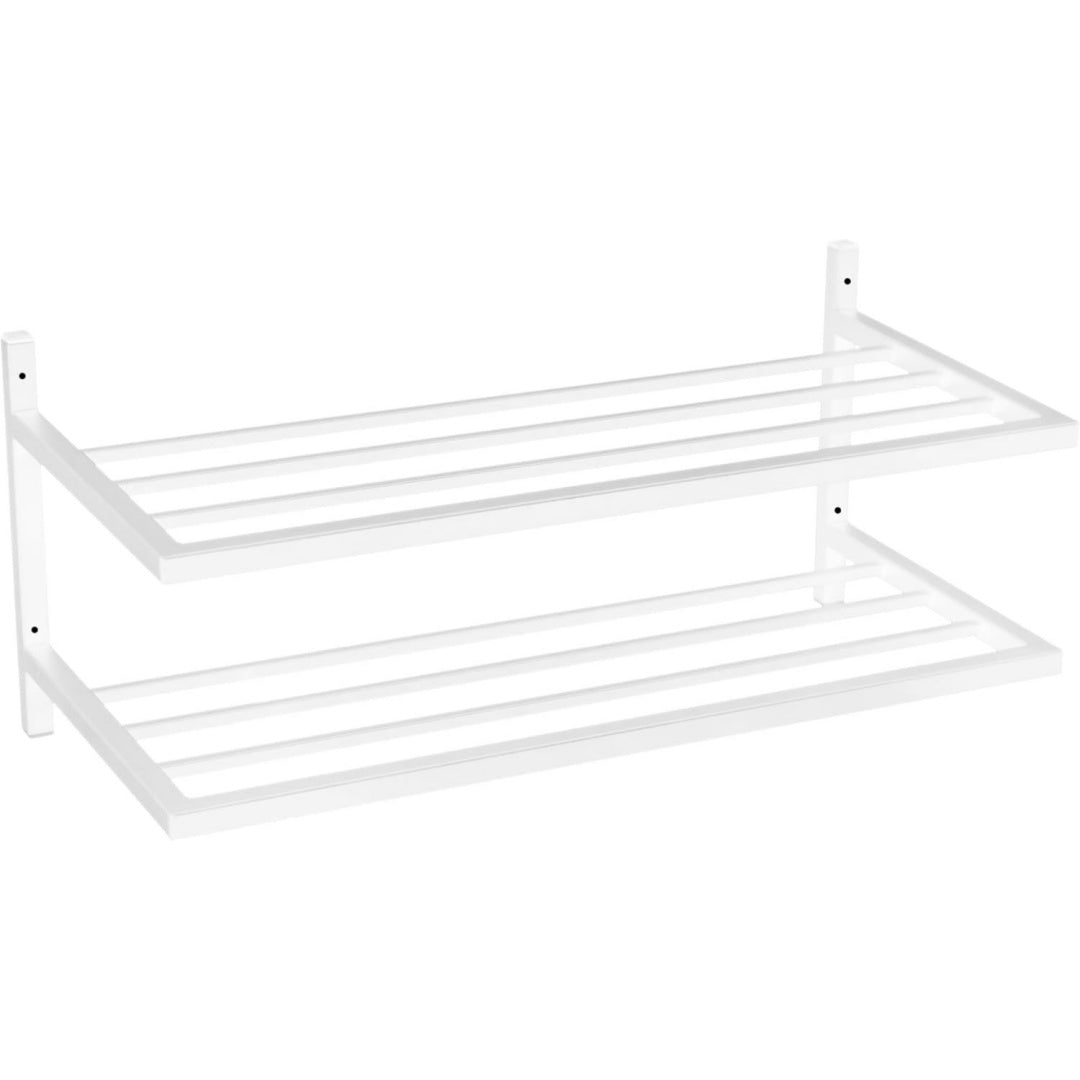 schuhregal metall - schuhregal haengend - 70 x 33 x 31 cm - mit 2 ablagen wandmontage - schuh organizer fuer flur garderobe - schuhablage scarpe weiss